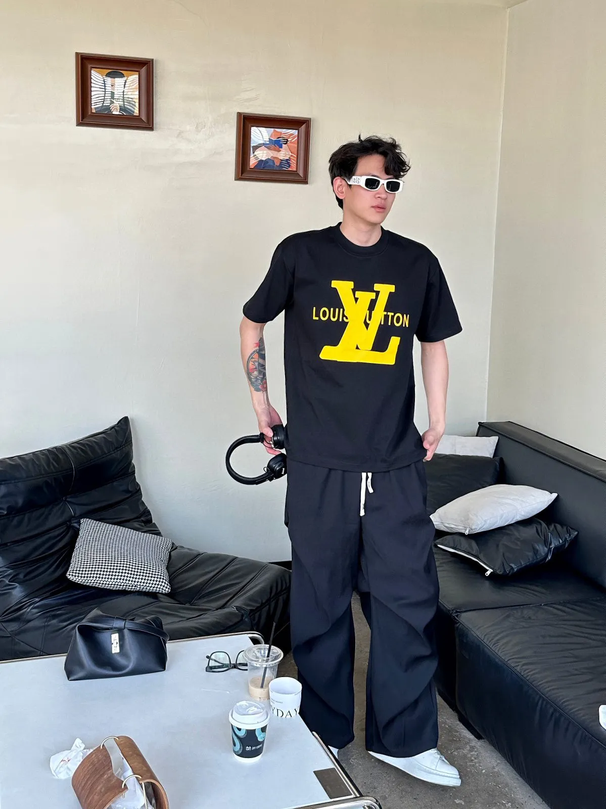 Louis Vuitton/Louis Vuitton thick rubber letter print short sleeves
